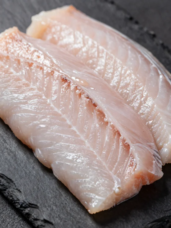 Svježi fileti jegulje sa začinima na drvenoj dasci