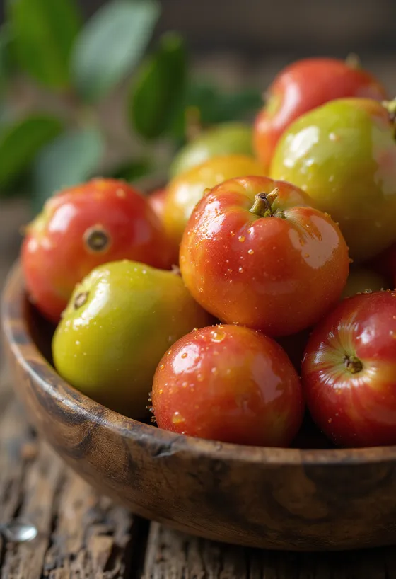 Svježe camu camu bobice, prerezane i cijele, na neutralnoj podlozi