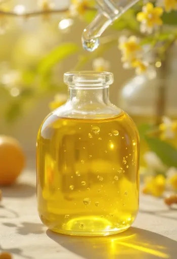 Bočica chia ulja uz chia sjemenke u drvenoj zdjelici