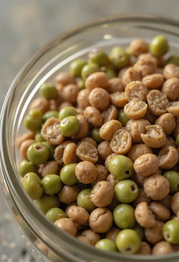 Različite vrste leće u keramičkim zdjelicama na drvenom stolu