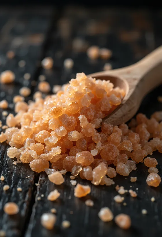 Dimljena sol u maloj staklenci, bogate smeđe boje, uz kristale