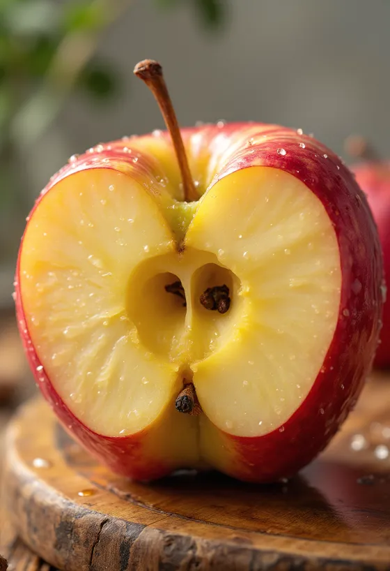 Svježe Honeycrisp jabuke i kriške na dasci