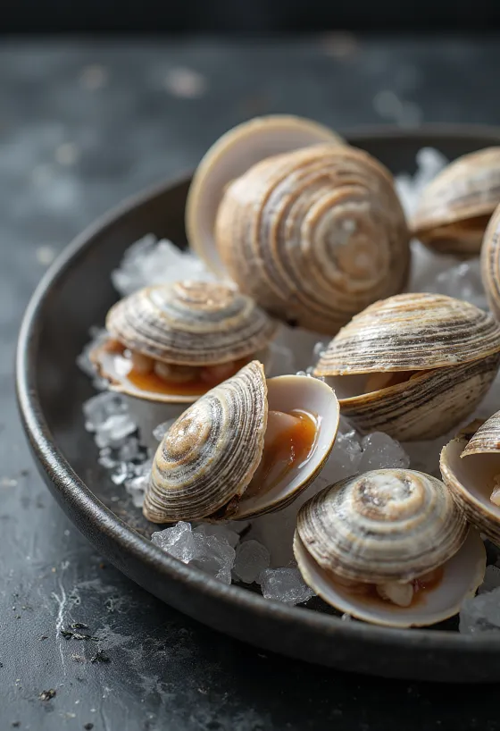 Svježe meso Cherrystone školjke na kuhinjskoj dasci
