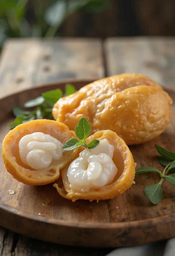 Kriške langsat voća na dasci za rezanje