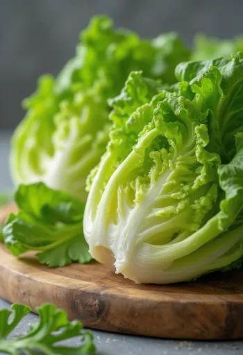 Svježa rimska salata, dugih, hrskavih zelenih listova na dasci za rezanje