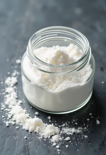 Pektin u prahu u zdjelici s drvenom žlicom na svijetloj, neutralnoj pozadini