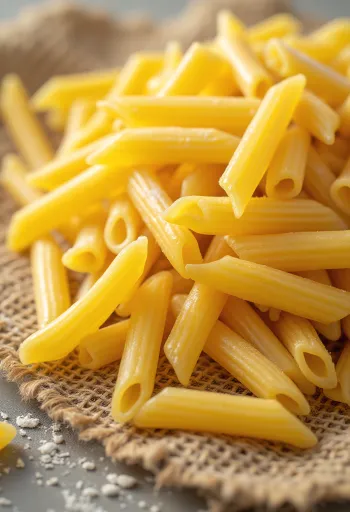 Suha penne tjestenina rebraste površine na drvenoj podlozi