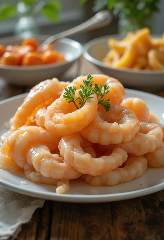 Svježe meso srčanke na ledu s limunom i peršinom