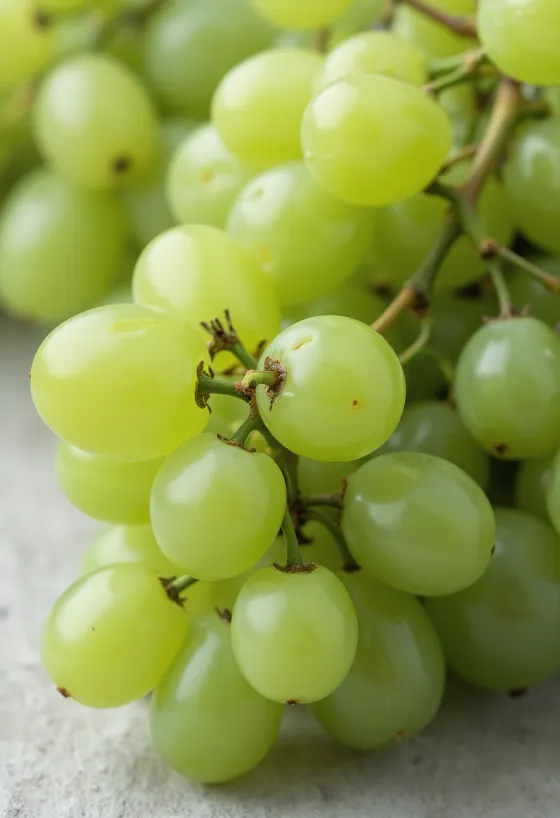 Svježi grozdovi bijelog i crnog grožđa na drvenom stolu uz čašu soka