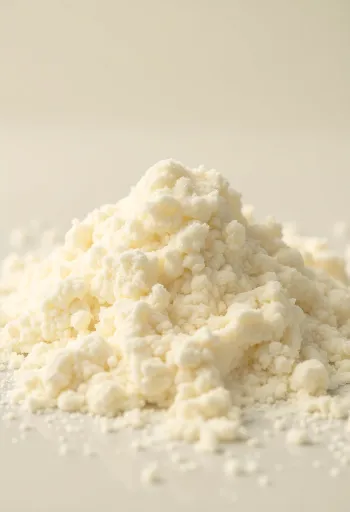 Mlijeko u prahu u rustikalnoj zdjeli s drvenom žlicom i rasutim prahom