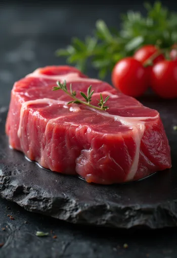 Svježi odresci tune sa začinima i limunom na drvenoj dasci