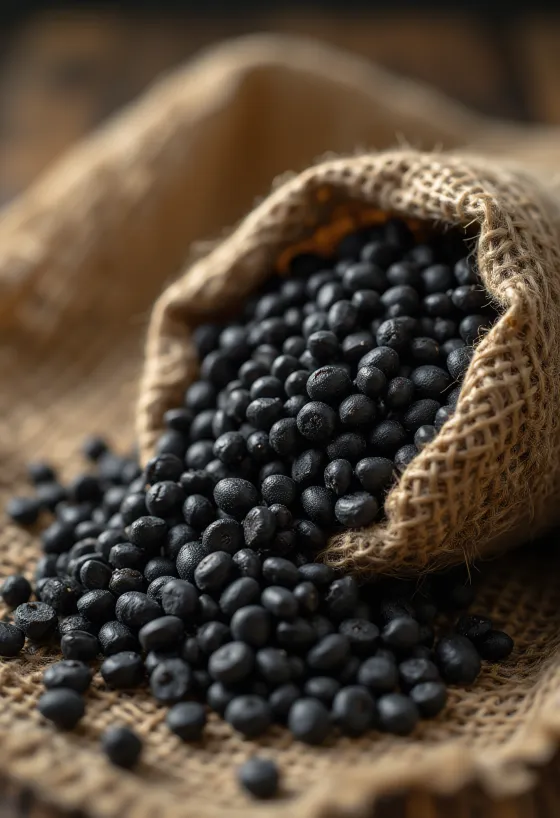 Suha zrna urad dala (crne leće), detaljne teksture i prirodne boje