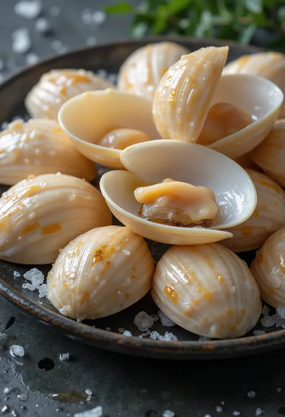 Sirovo meso vongola na ledu s limunom i peršinom