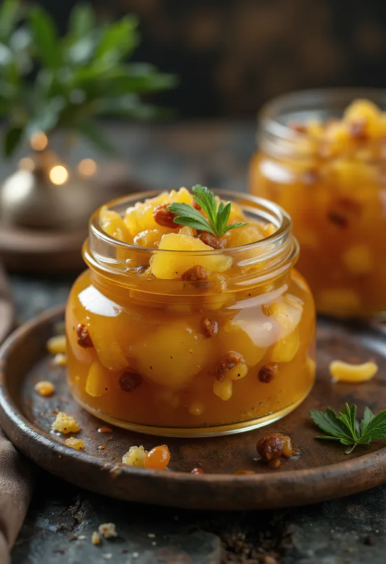 Gusti chutney od ananasa sa začinima u zdjelici
