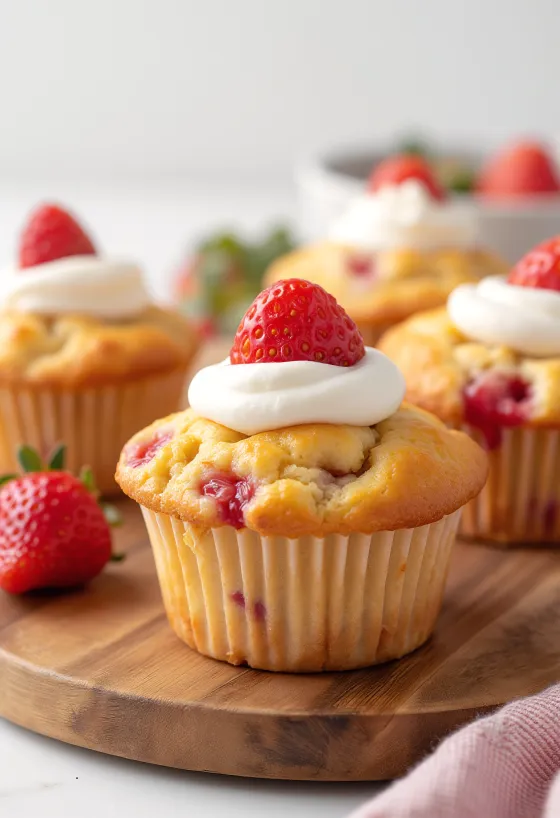Muffini s jagodama i šlagom posluženi