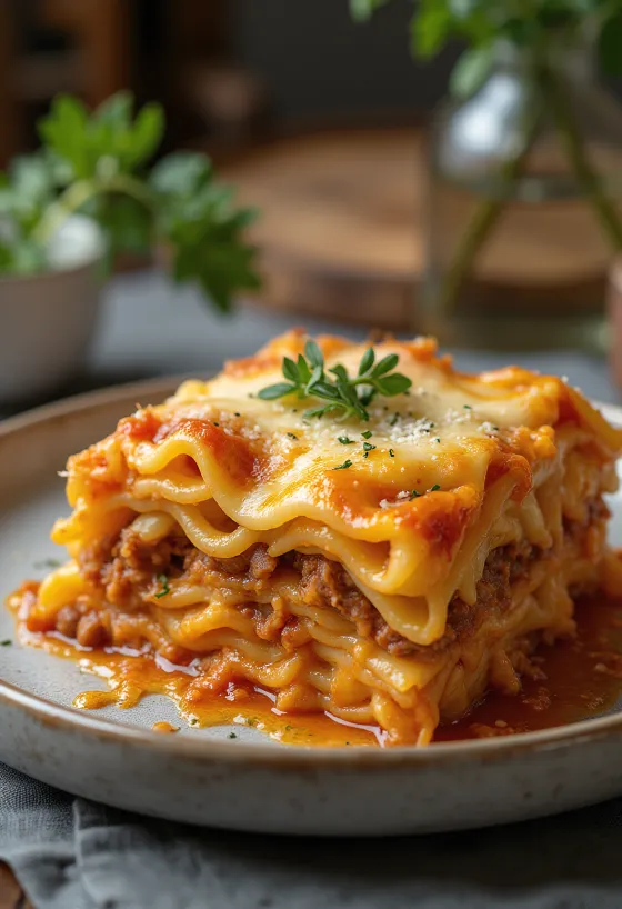 Klasične lasagne poslužene sa svježim bosiljkom
