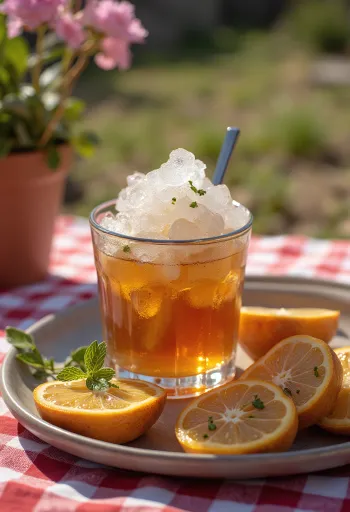 Mint Julep koktel ukrašen listićima mente i drobljenim ledom