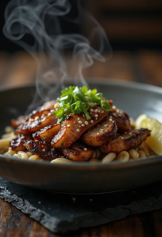 Svinjski Bulgogi poslužen, s govedinom i limetom