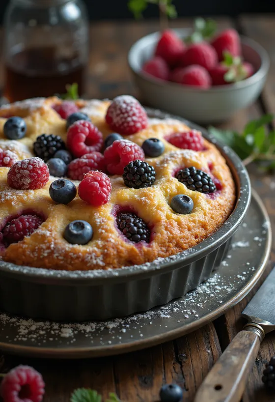 Torta sa šumskim voćem poslužena