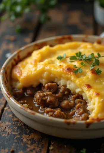 Shepherd’s pie poslužena sa slojem hrskavog pire krumpira