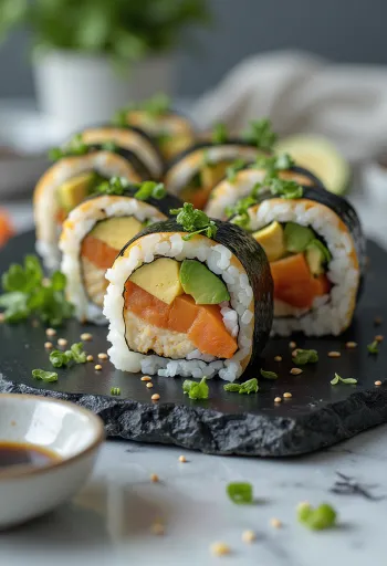 Veganski sushi s tofuom, povrćem i soja umakom