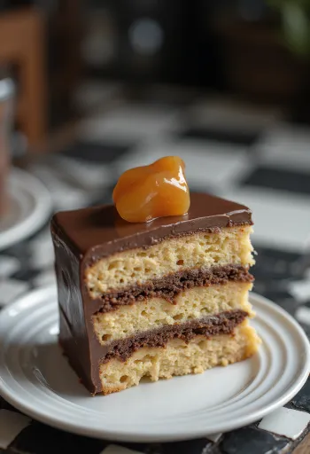 Dobos torta punjena slojem karamele i čokoladnom kremom