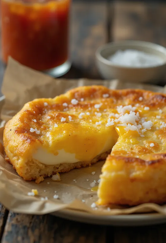 Pržena arepa s jajetom u sredini
