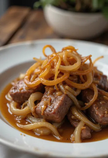 Teleća jetrica s lukom, pržena jetra s pirjanim lukom