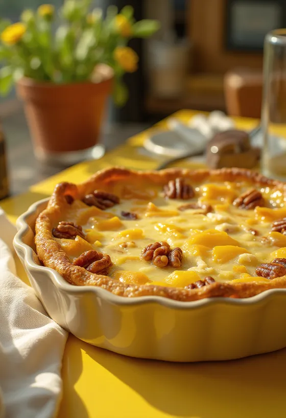 Quiche s brie sirom i orasima narezan na pladnju