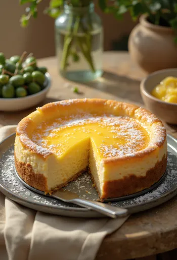 Njemačka torta od svježeg sira s mekim punjenjem i posuta šećerom u prahu