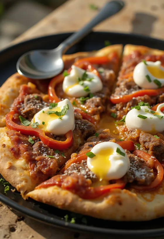 Pizza Iskender poslužena