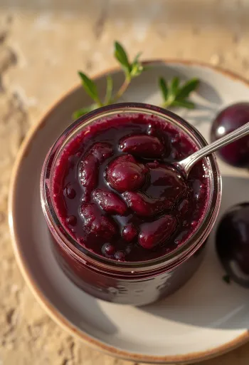 Tamni slatko-kiseli umak od šljiva u zdjelici