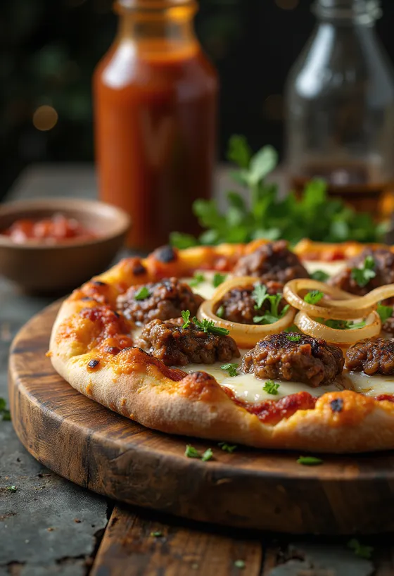 Pizza Kenyan Nyama Choma poslužena