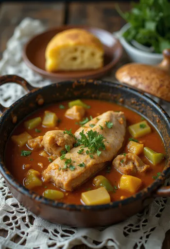 Gusto varivo s komadima mesa i povrća u zdjeli