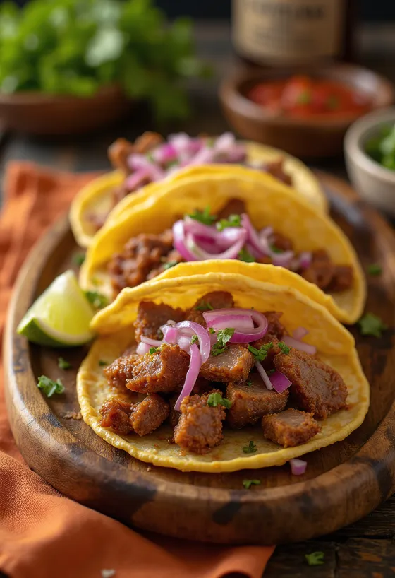 Lengua Taco sa sporo kuhanim goveđim jezikom, korijanderom i crvenim lukom