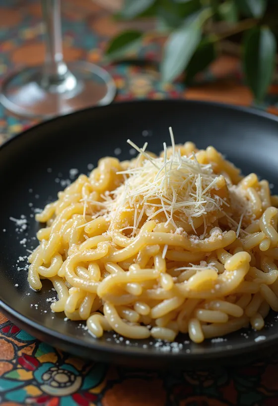 Talijanski rižoto kremaste teksture, ukrašen sirevima i začinima