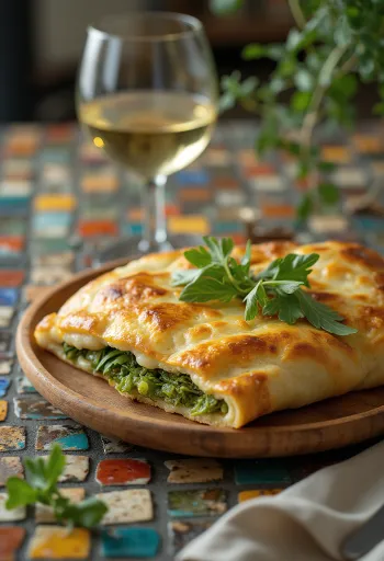 Servirani calzone s pestom i rikolom