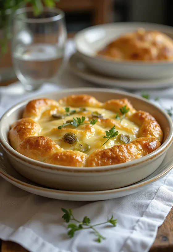 Svježi börek sa svježim sirom i porilukom poslužen