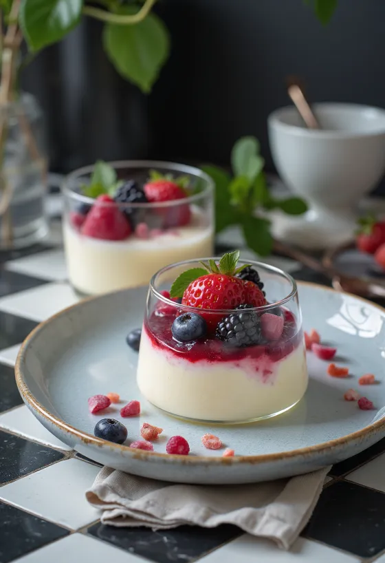 Poslužena panna cotta bez laktoze