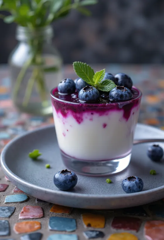 Panna cotta s borovnicama u čaši