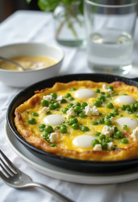 Frittata s graškom i mentom narezana na trokute