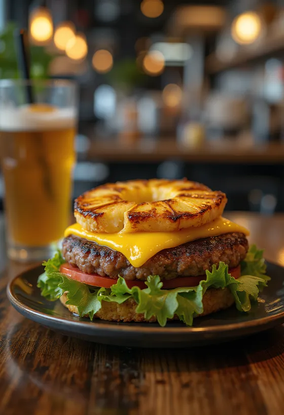 Havajski hamburger s grilanim ananasom