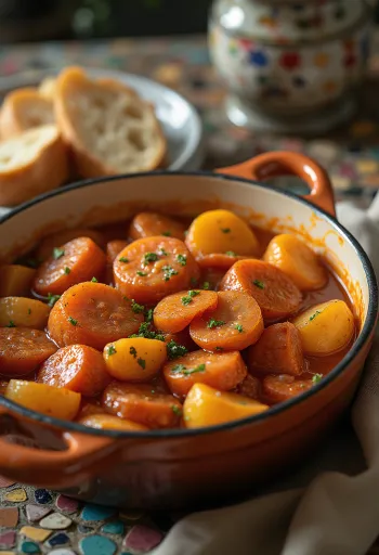 Krumpir paprikaš sa sočnim komadima krumpira, dimljenom kobasicom i posut svježim peršinom