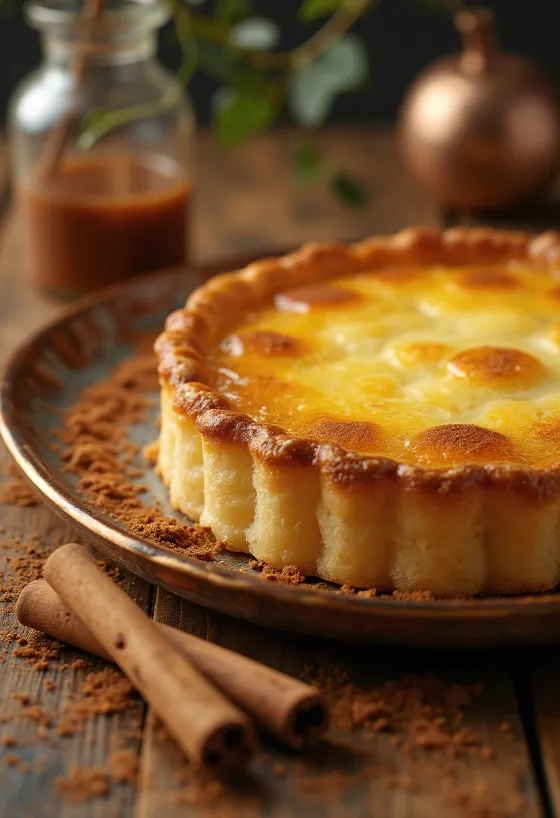 Portugalska pastel de nata torta sa zlatno smeđim vrhom i punjena kremom od vanilije