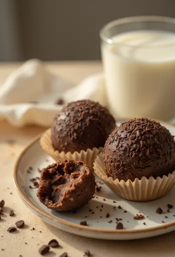 Brigadeiro s kakaom, svježe kuglice uvaljane u prženi kakao prah