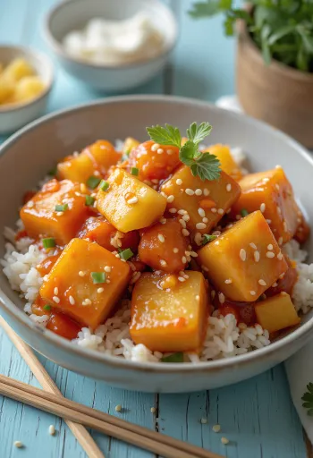 Prženi tofu u slatko-kiselom umaku s paprikom i ananasom