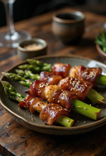 Grilane šparoge omotane slaninom na štapiću