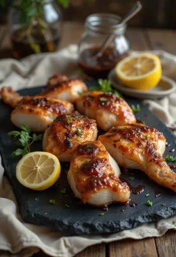 Grilani komadi mesa zvečarke premazani umakom