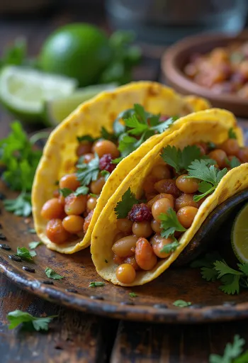 Meksički veganski taco s grahom, avokadom i limetom
