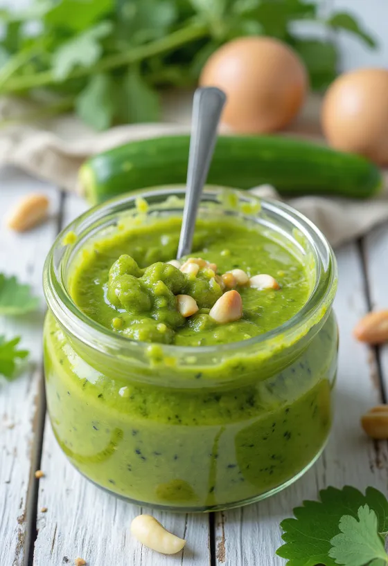 Pesto s tikvicama i parmezanom, posluženo kao svježe i zeleno jelo